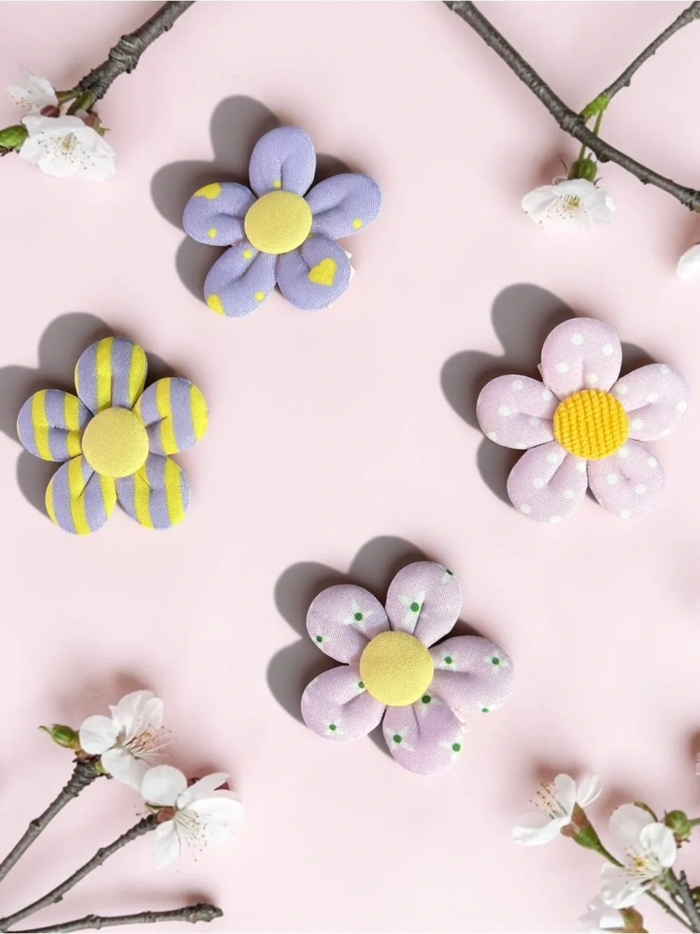 Flower Clip Set - Pastel Purple & Yellow Kids Hair Accessories